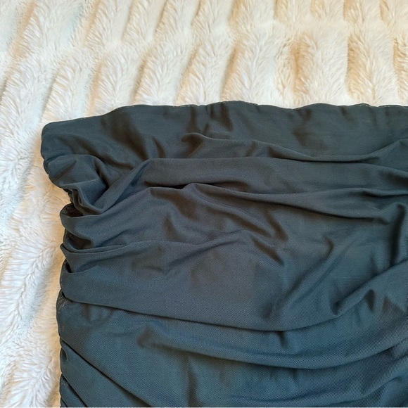 AMANDA UPRICHARD Anja Strapless NEW Dress Moss Green Ruched Stretch Tulle NYE XL - Picture 7 of 11